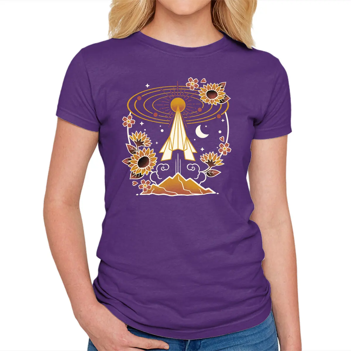 Origami Spaceship Graphic T-Shirt for Women - Image 17