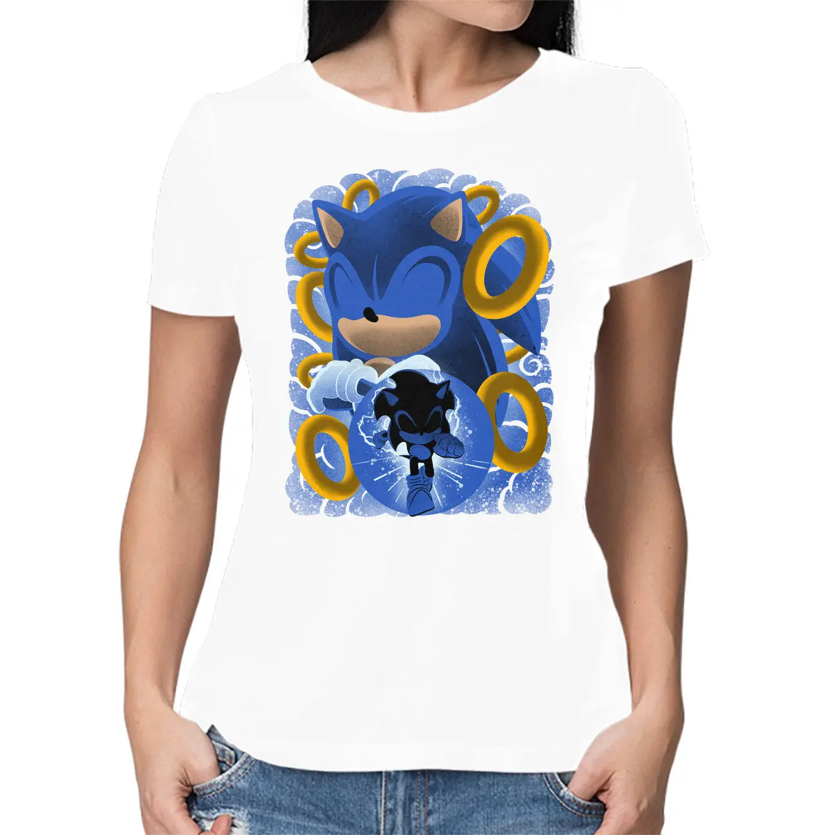 Blue Hedgehog Graphic T-Shirt for Women - Image 9