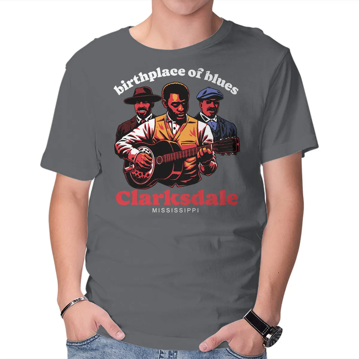 Spooky Vampire-Inspired Blue Cotton Tee for Men - Image 9