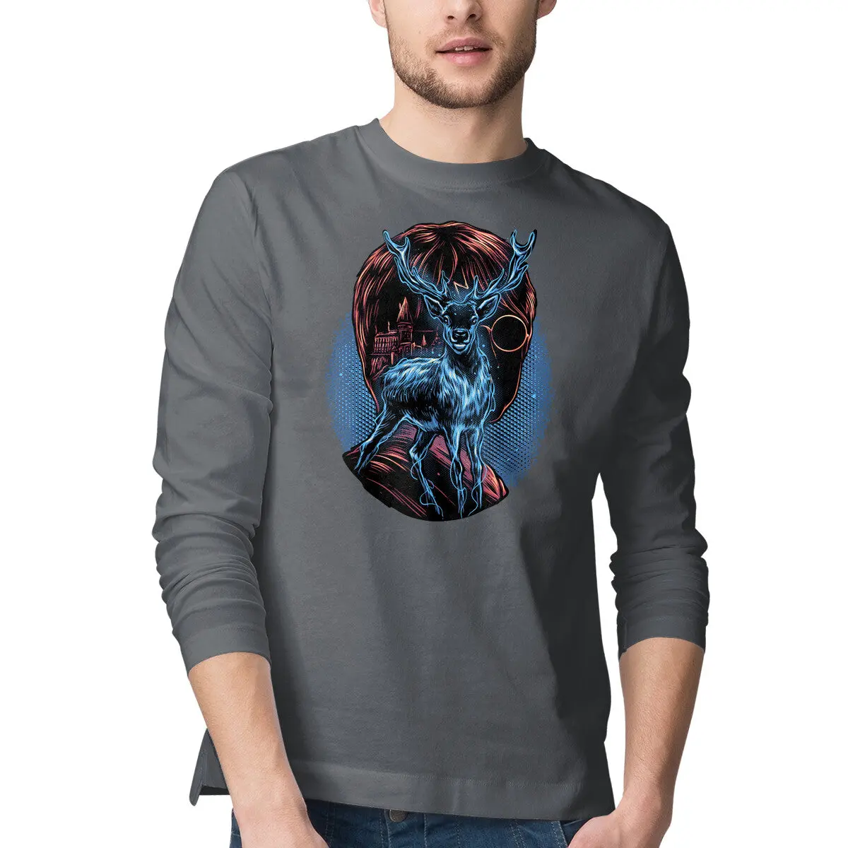 Patronus Motif Long-Sleeve T-Shirt for Men - Image 7