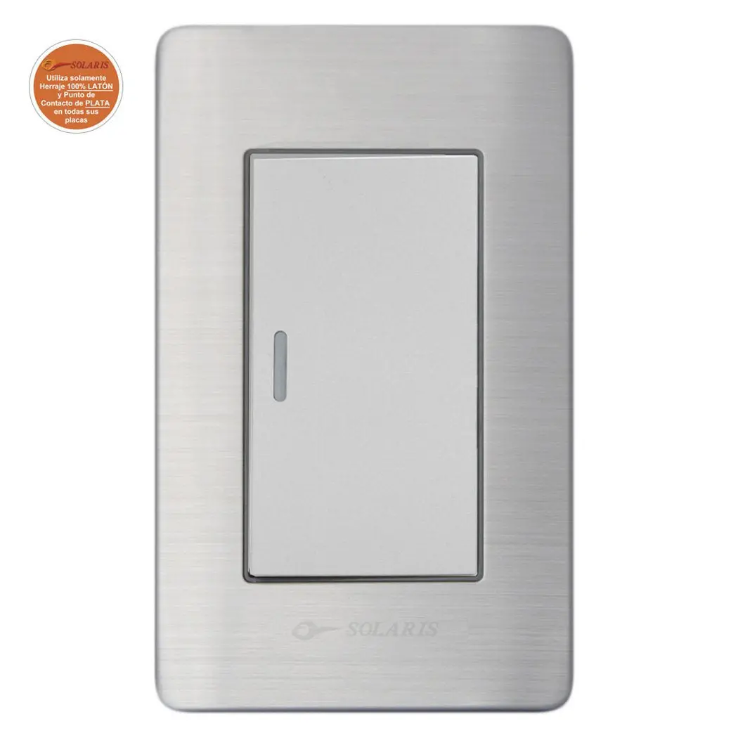 Placa Solaris Acero Inoxidable Con Gris Apagador Escalera - La Nueva Eléctrica 1