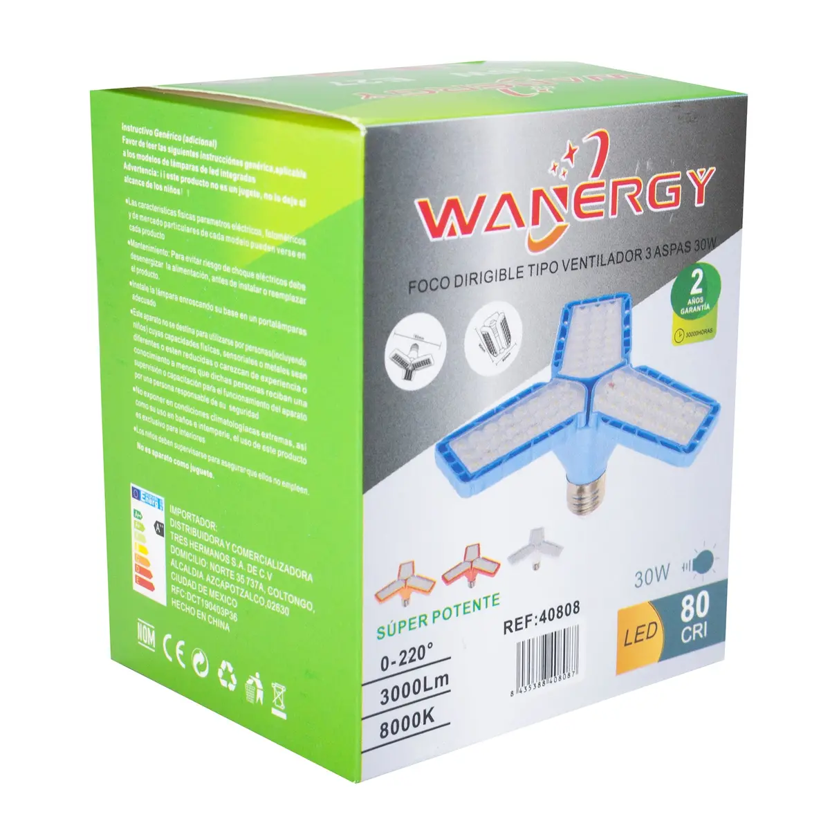 Foco Wanergy Led 30W 3 Aspas Mini Colores - La Nueva Eléctrica 1