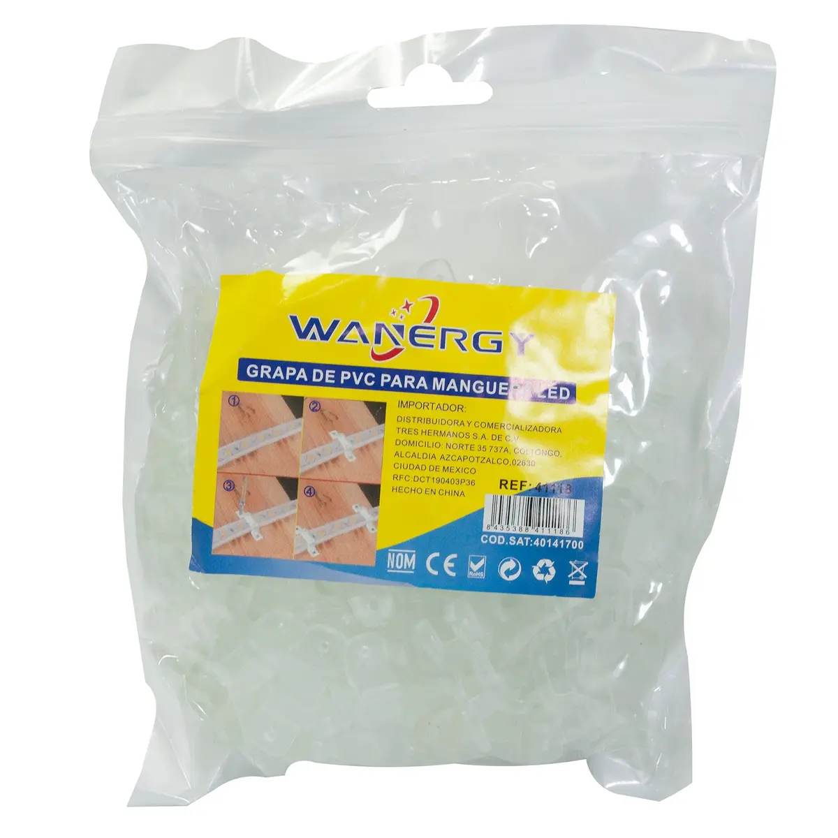 Grapa Wanergy Pvc Para Manguera 5050-60Led 8 Mm 100 Piezas - La Nueva Eléctrica 2