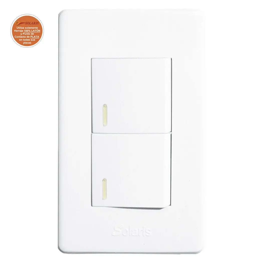 Placa Solaris Elegance Con 2 Apagadores Blanca - La Nueva Eléctrica 1