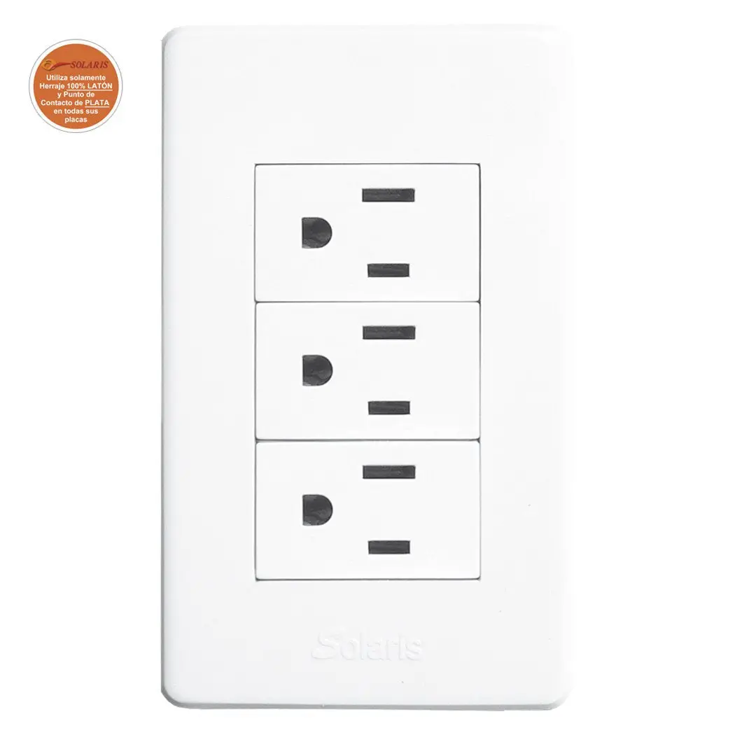 Placa Solaris Elegance Con 3 Contactos Blanca - La Nueva Eléctrica 1