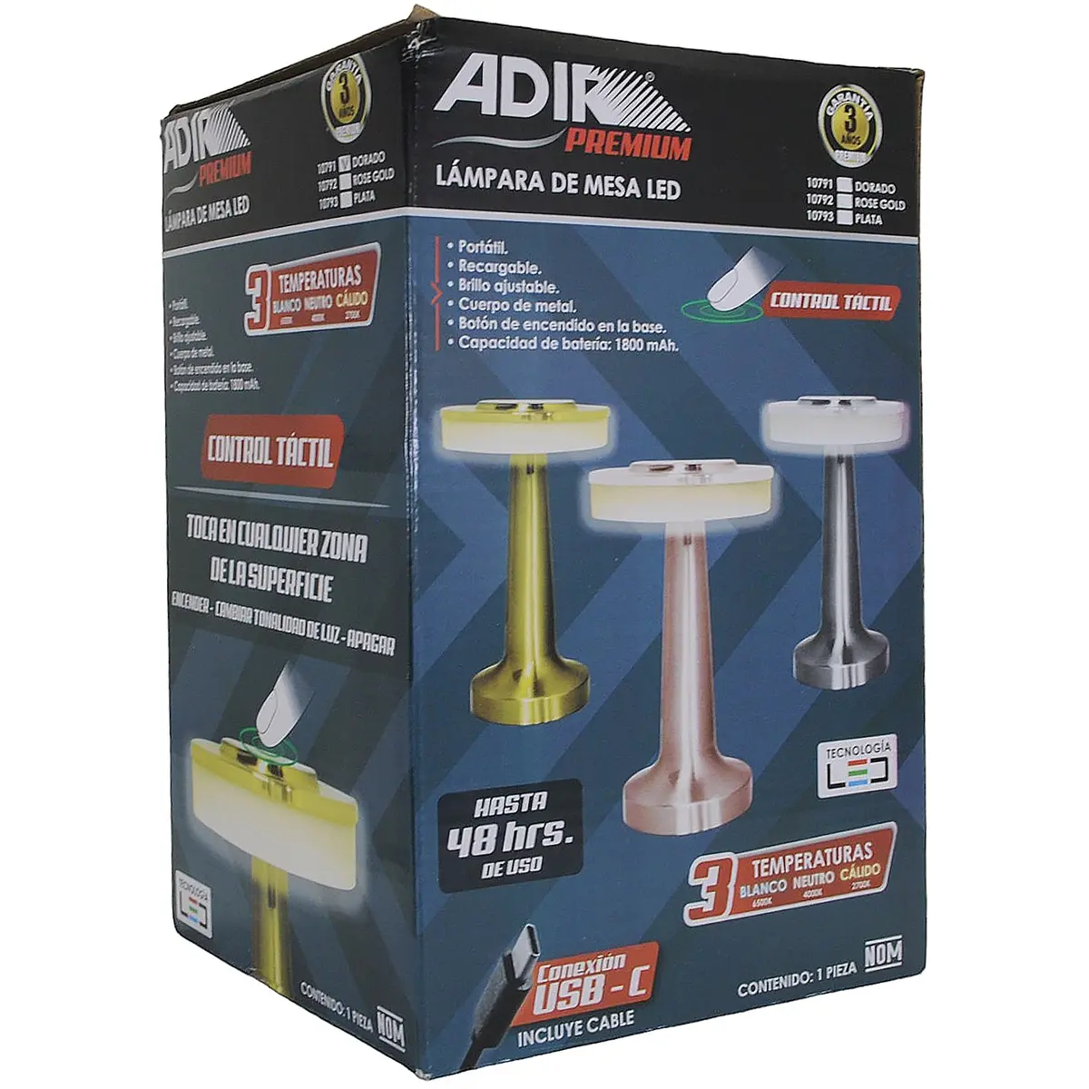 Lámpara Adir De Mesa Led Dorada 3 Tonos - La Nueva Eléctrica 1