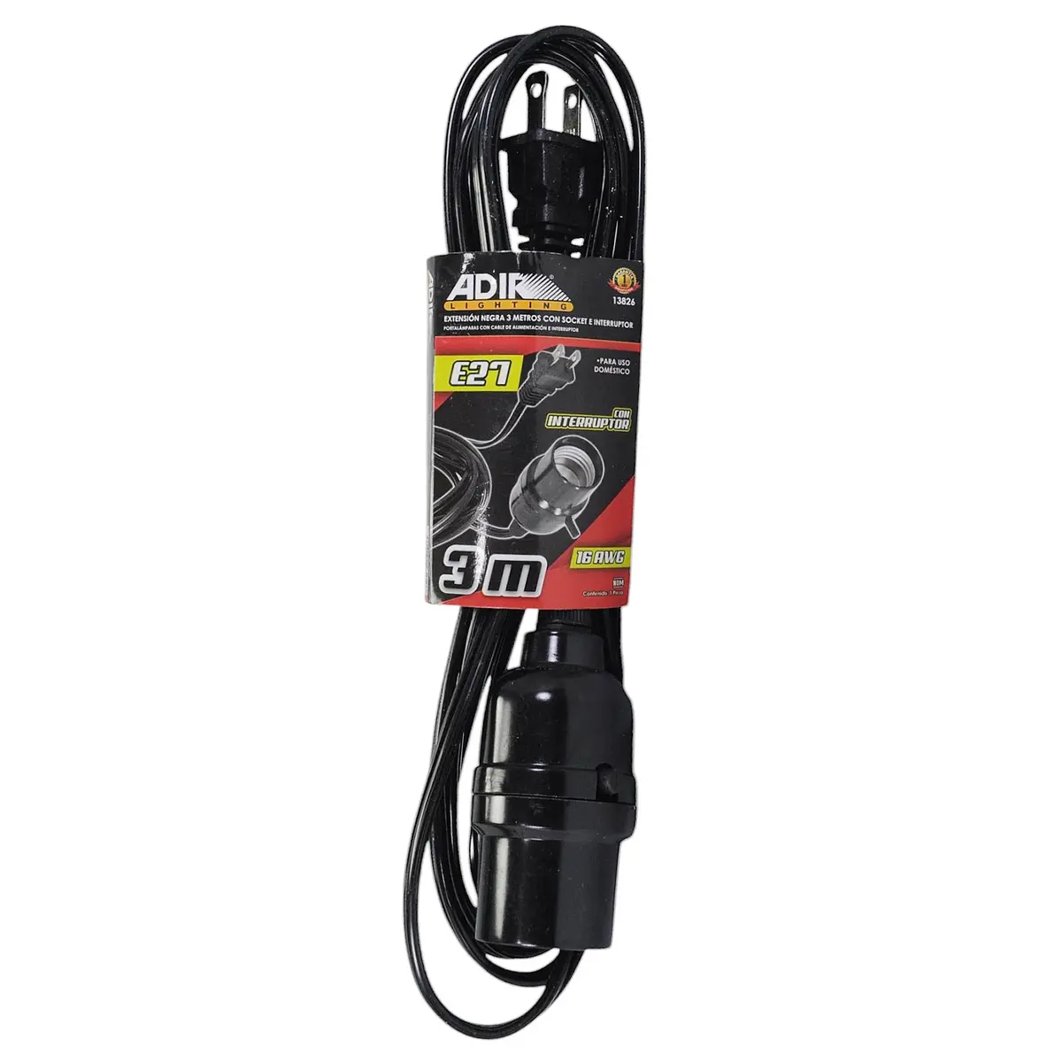 Extensión Adir Con Soquet Y Apagador 3 Mts - La Nueva Eléctrica 1