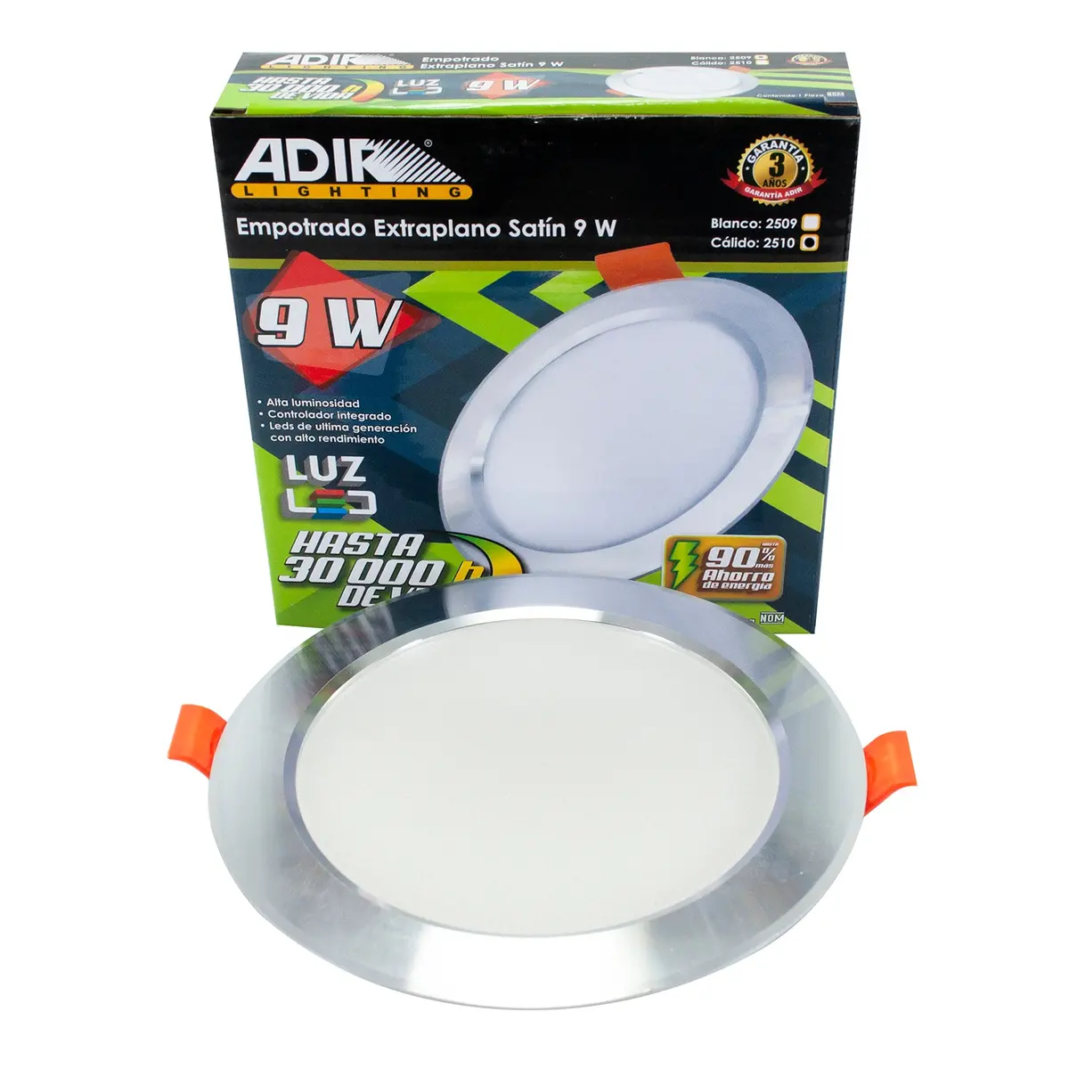 Empotrado Adir 9W Plano Satín Blanco Cálido - La Nueva Eléctrica 2