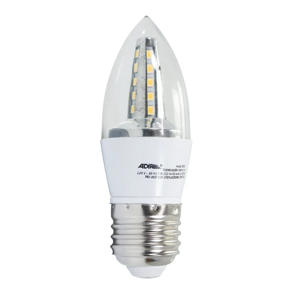 Foco Adir Tipo Vela Led 3W E27 Blanco Cálido - La Nueva Eléctrica 1