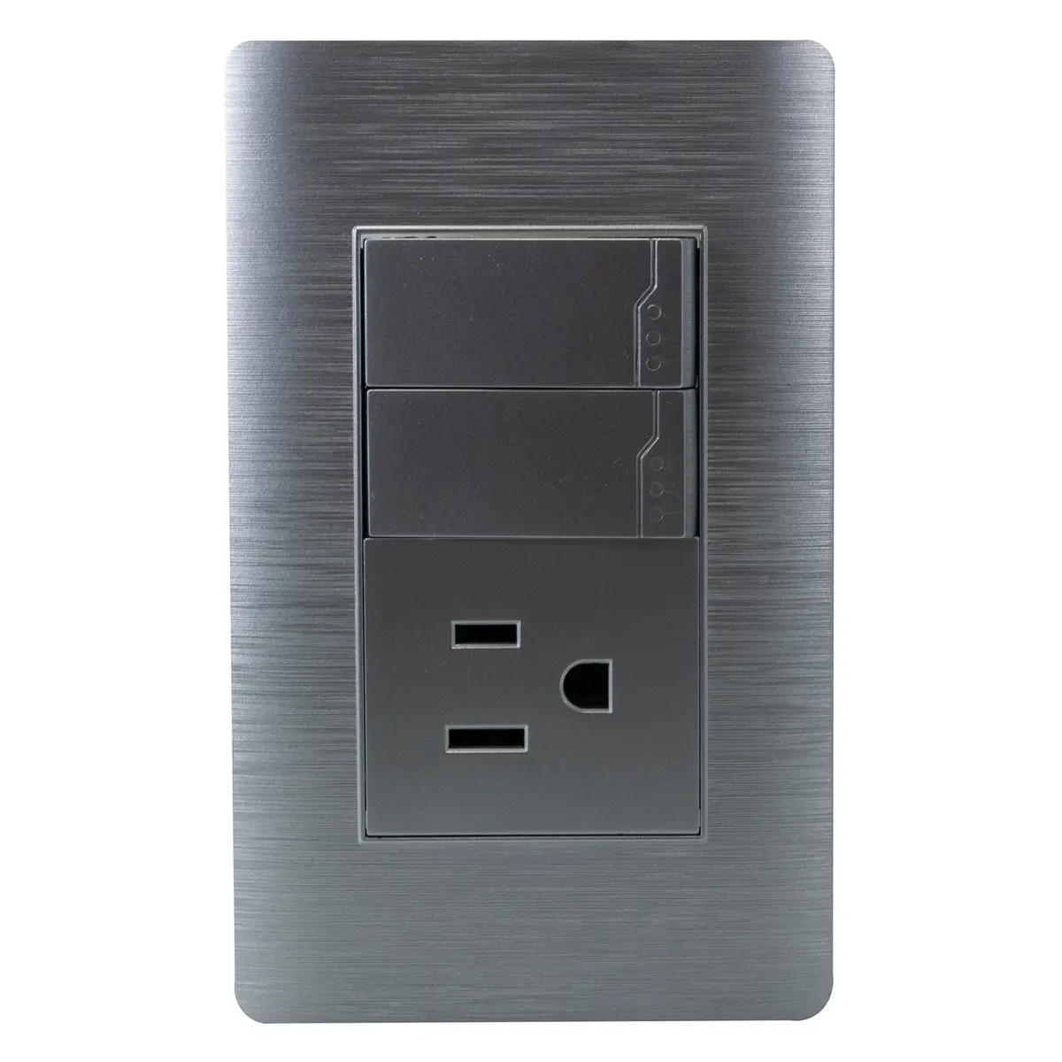 Placa Huh Aluminio 2 Apagadores Y Contacto - La Nueva Eléctrica 1