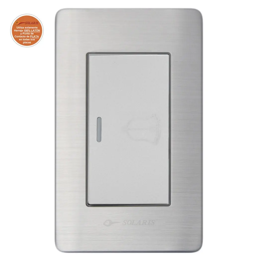 Placa Solaris Acero Inox Con Gris Botón Timbre - La Nueva Eléctrica 1