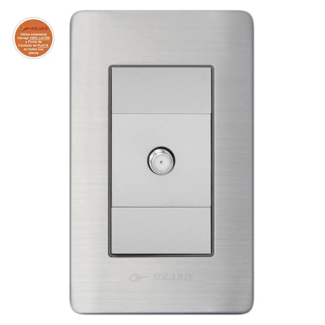 Placa Solaris Acero Inox Con Gris Módulo T.V. - La Nueva Eléctrica 1