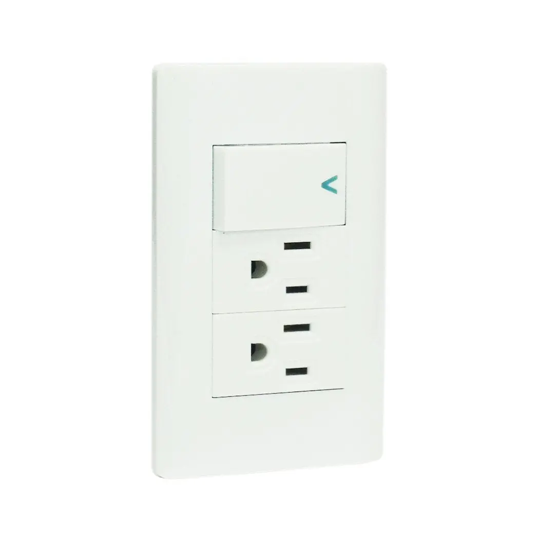 Placa Lucek C/2 Contactos Y 1 Apagador Blanco - La Nueva Eléctrica 1