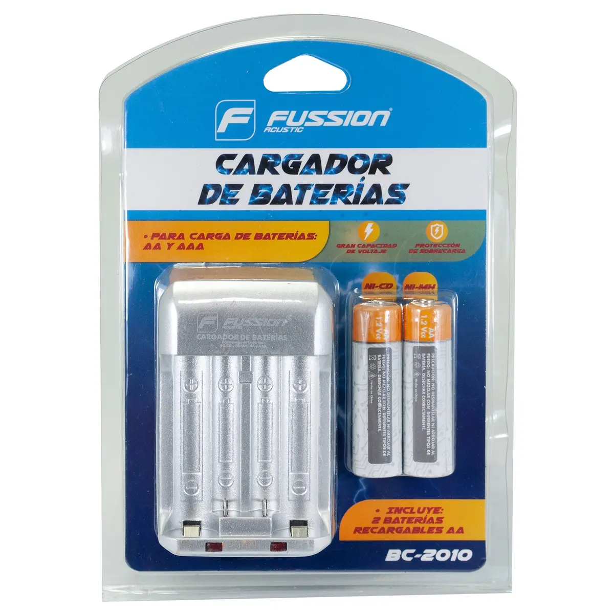 Cargador Fussion De Baterías Aa Aaa Con 2 Baterías Aa - La Nueva Eléctrica 1