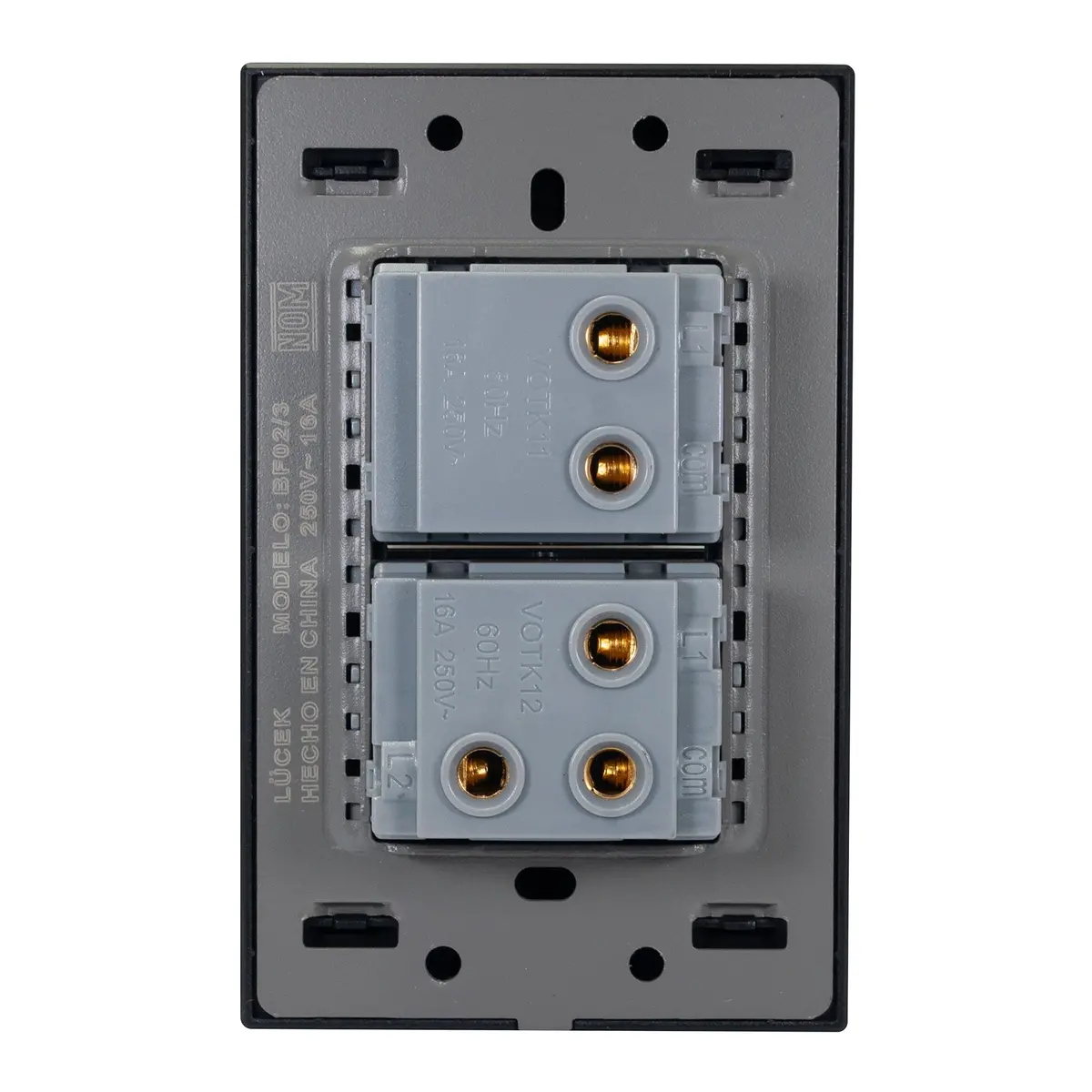 Placa Lucek Flat 1 Apagador Sencillo Y 1 Apagador Escalera Negra - La Nueva Eléctrica 2