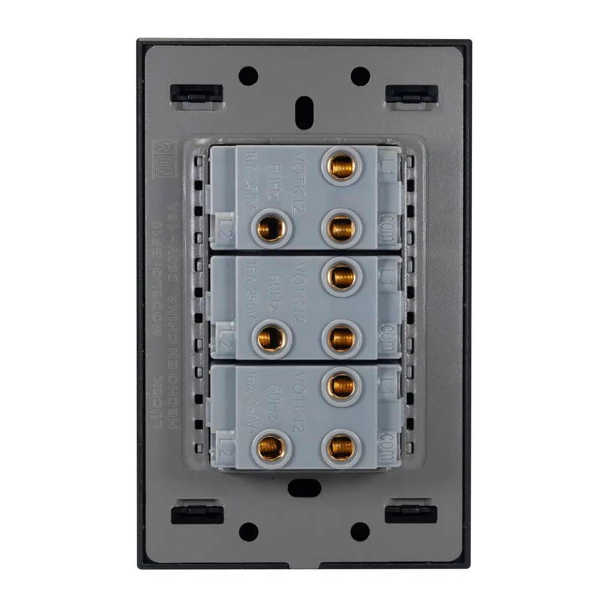 Placa Lucek Flat 3 Apagadores Escalera Negra - La Nueva Eléctrica 2