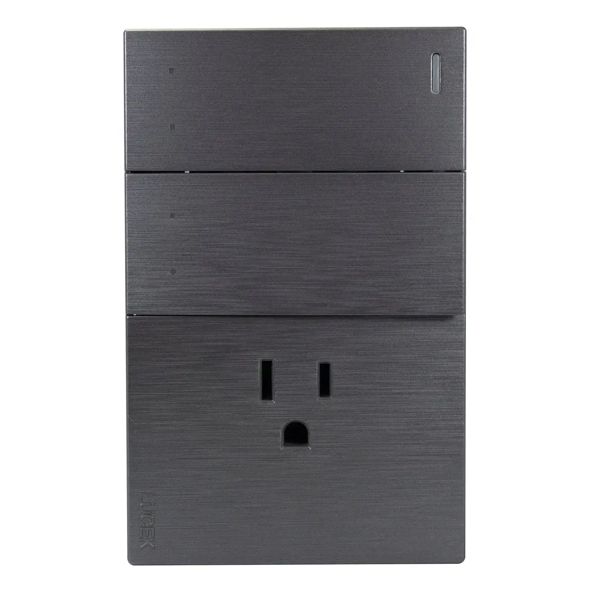 Placa Lucek Flat 2 Apagadores Escalera 1 Contacto Plata - La Nueva Eléctrica 1