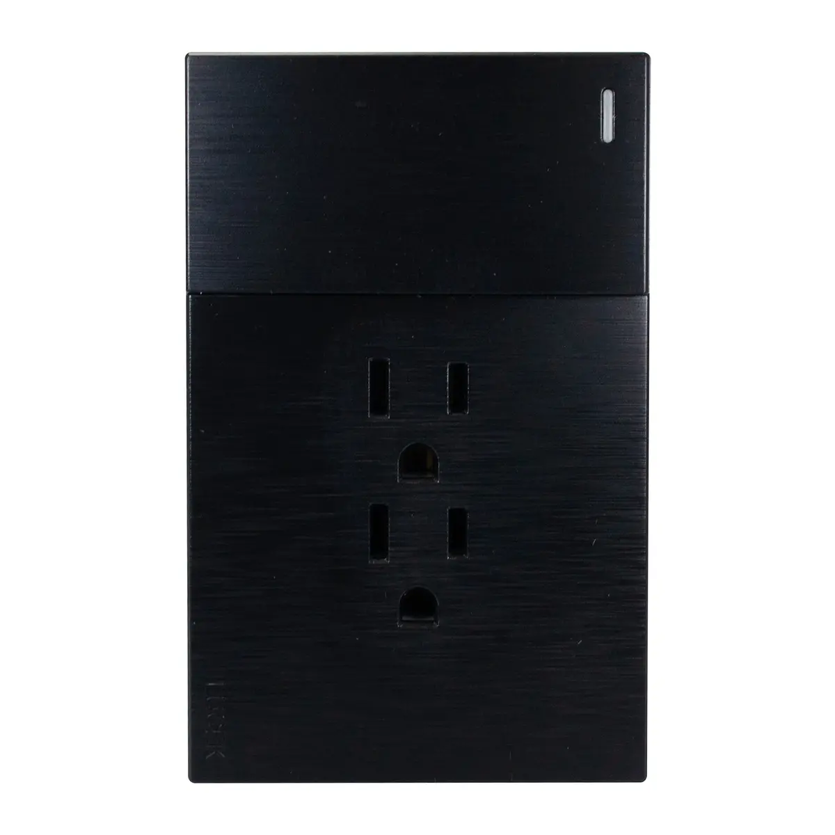 Placa Lucek Flat 1 Apagador Sencillo 2 Contactos Negra - La Nueva Eléctrica 1