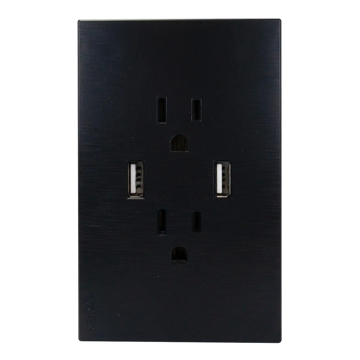 Placa Lucek Flat 2 Contactos 2 Usb Negra - La Nueva Eléctrica 1