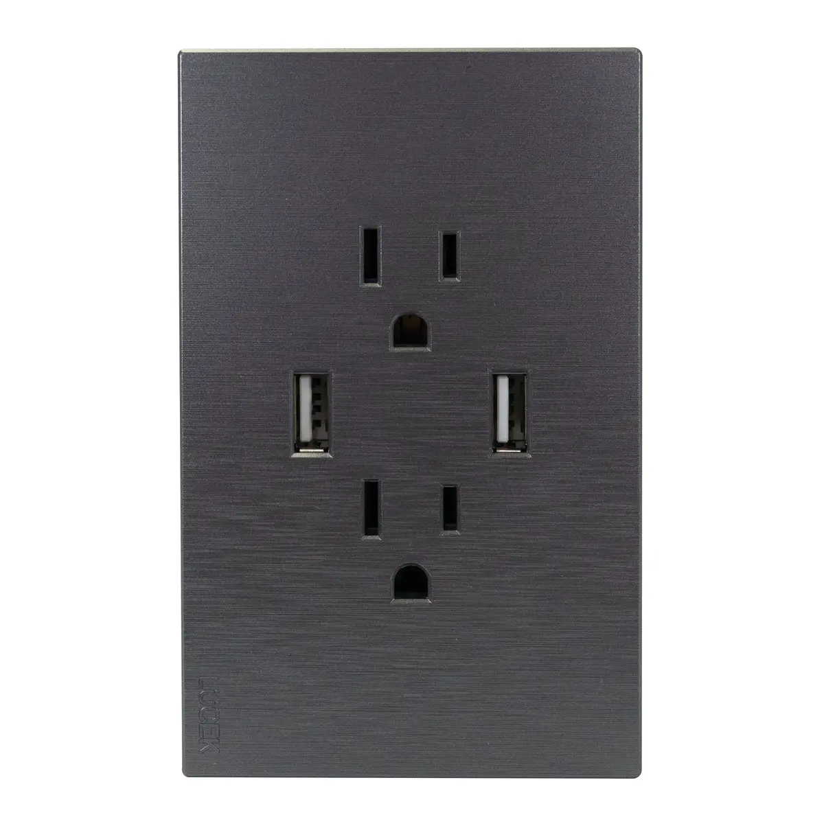Placa Lucek Flat 2 Contactos 2 Usb Plata - La Nueva Eléctrica 1
