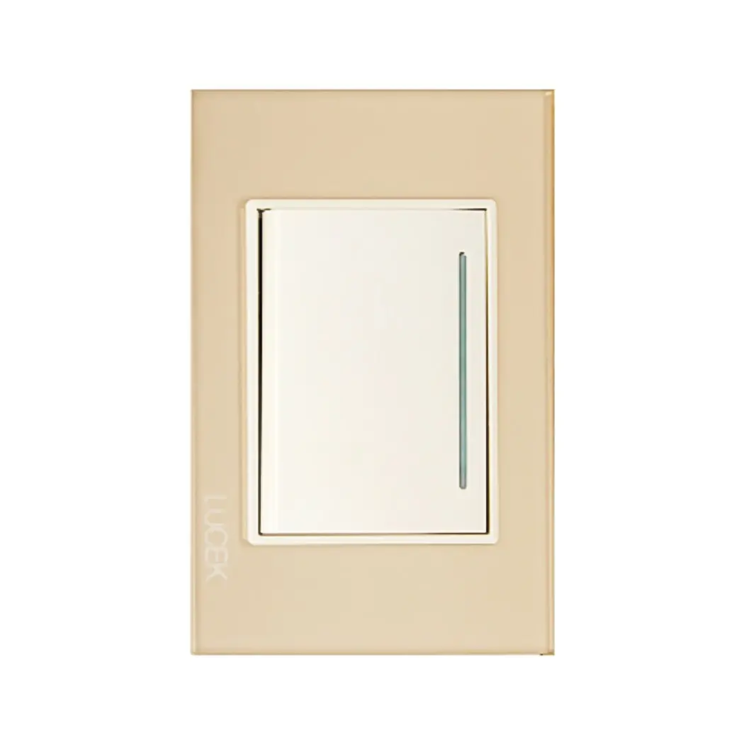 Placa Lucek Crystal Apagador Sencillo Dorado/Marfil - La Nueva Eléctrica 1
