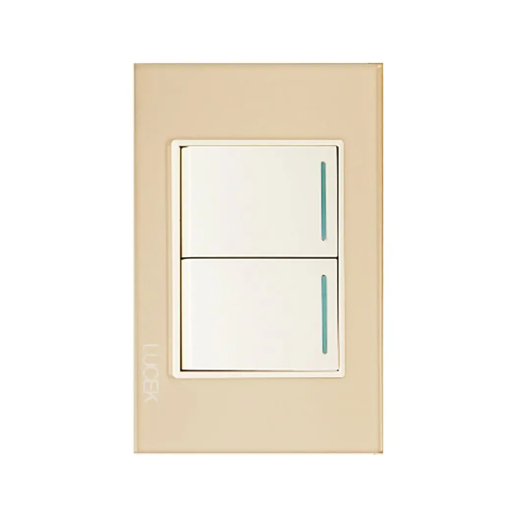 Placa Lucek Crystal C/2 Apagadores Sencillos Dorado/Marfil - La Nueva Eléctrica 1