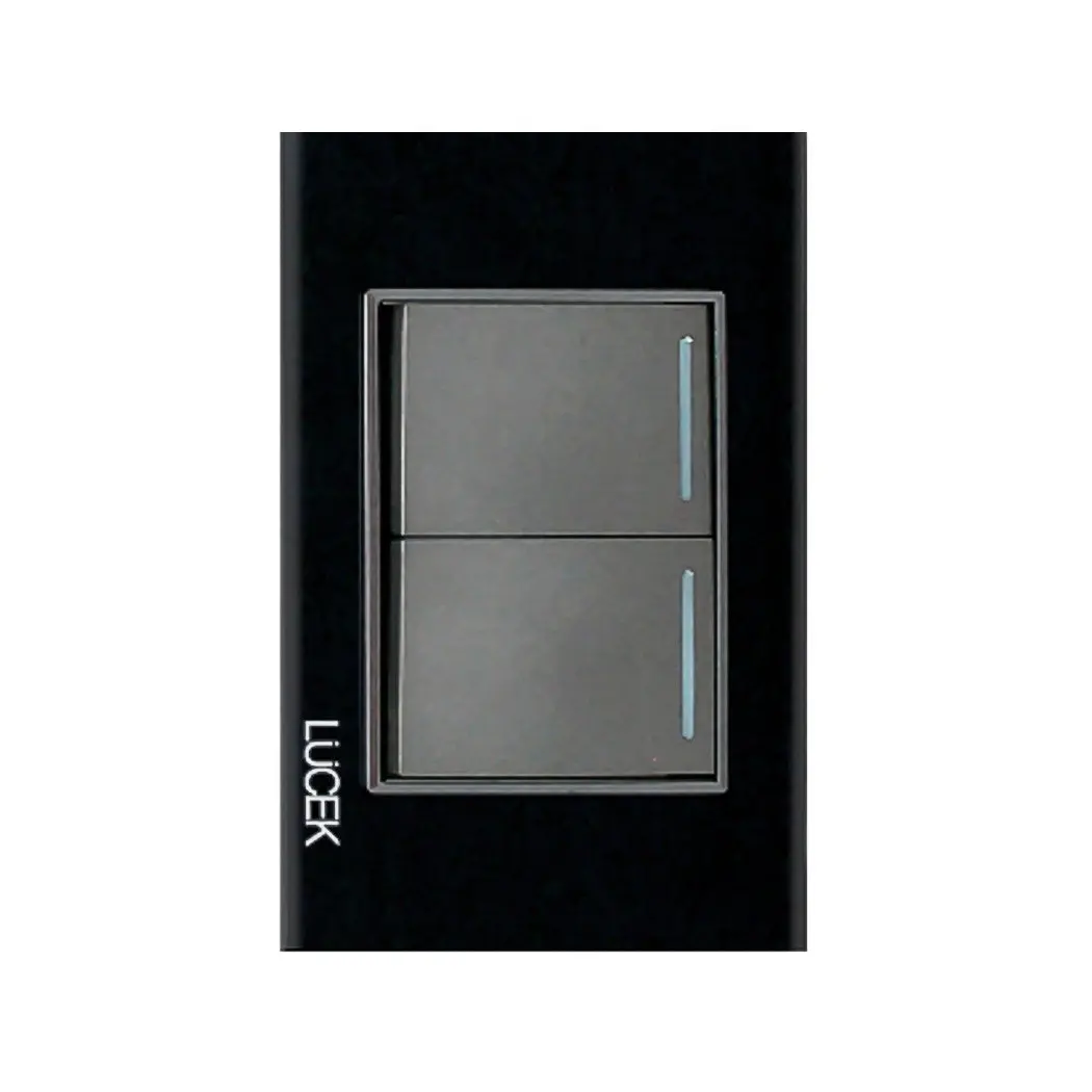 Placa Lucek Crystal C/2 Apagadores Sencillos Negro/Negro - La Nueva Eléctrica 1