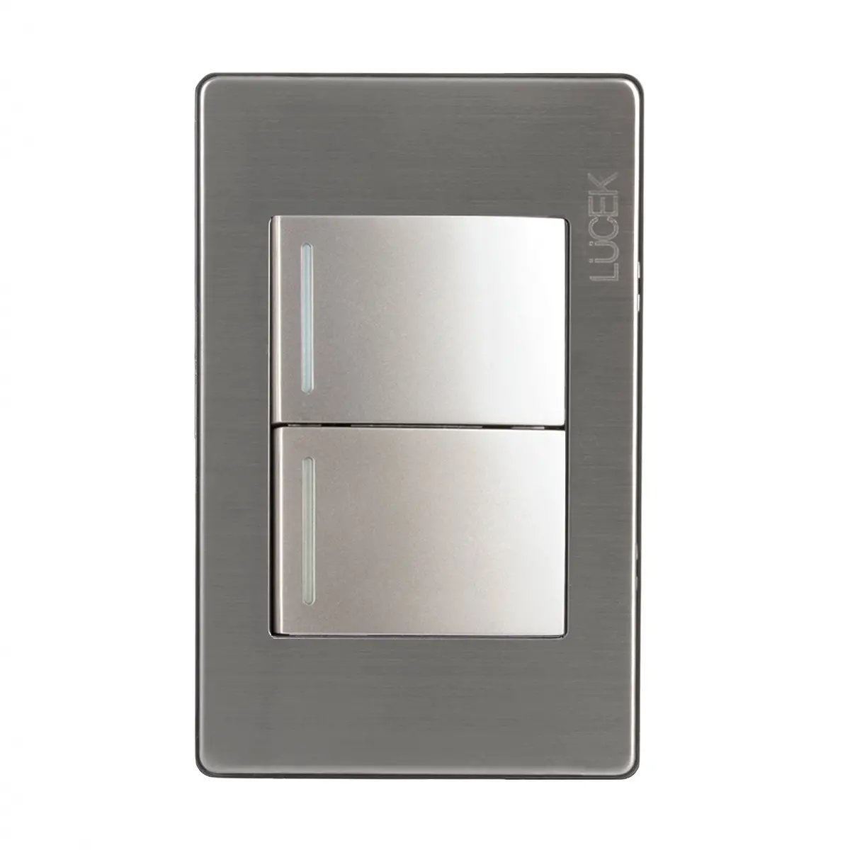 Placa Lucek Metal 2 Apagadores Sencillos Plata - La Nueva Eléctrica 1