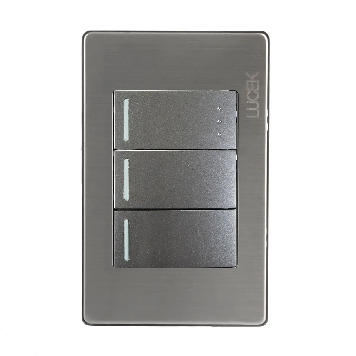 Placa Lucek Metal 2 Apagadores Sencillo 1 Apagador Escalera Anonizado - La Nueva Eléctrica 1