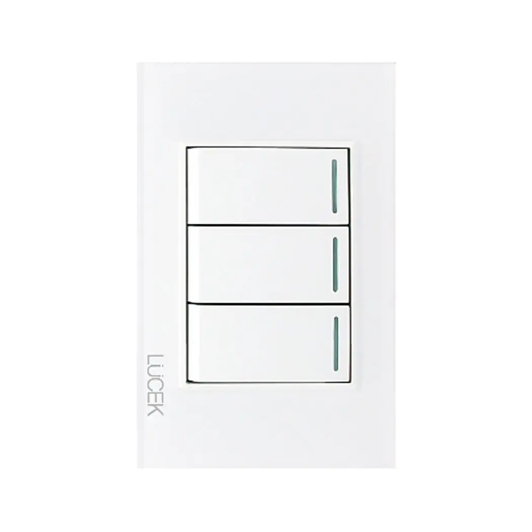 Placa Lucek Crystal C/3 Apagadores Sencillo Blanco/Blanco - La Nueva Eléctrica 1