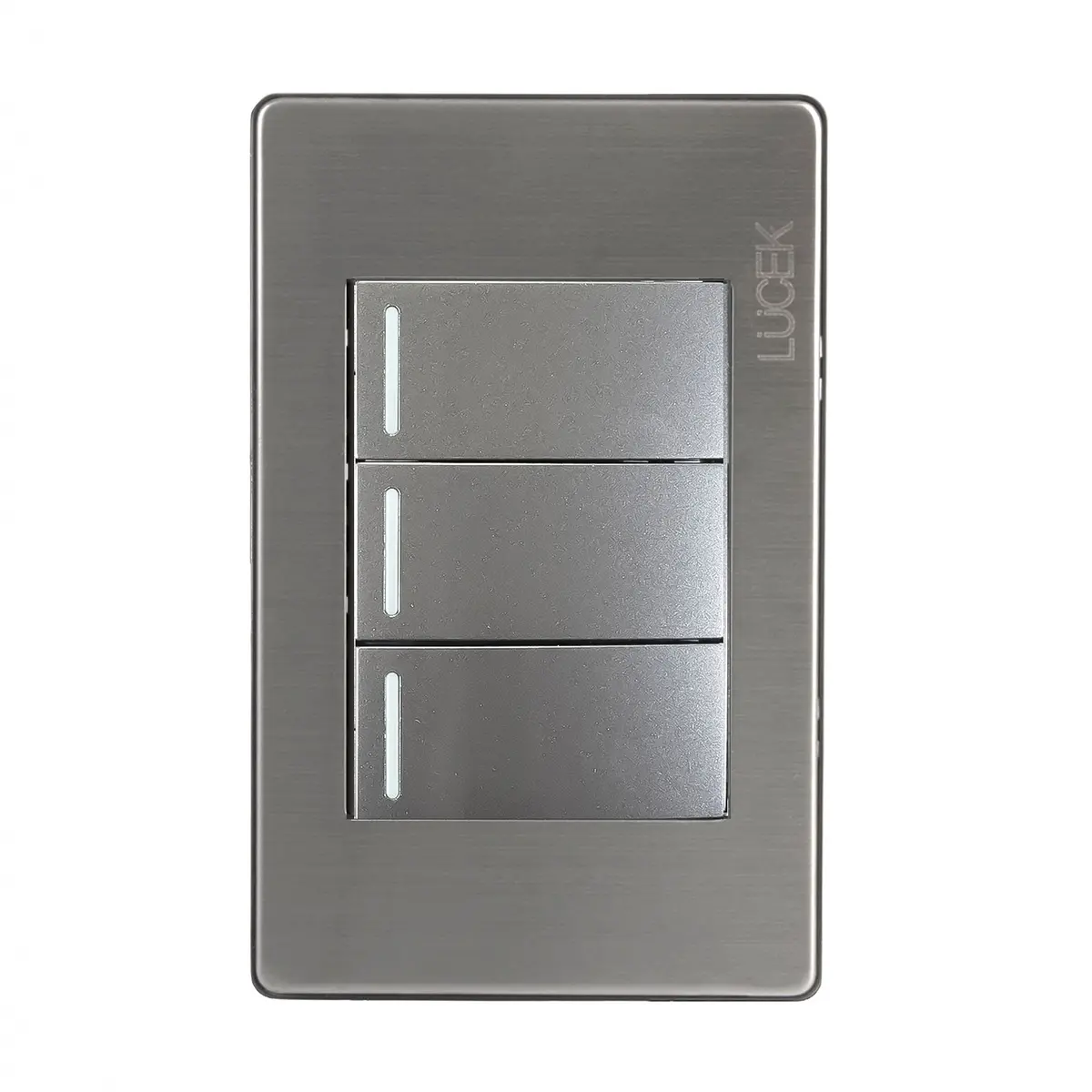 Placa Lucek Metal 3 Apagadores Sencillos Plata - La Nueva Eléctrica 1