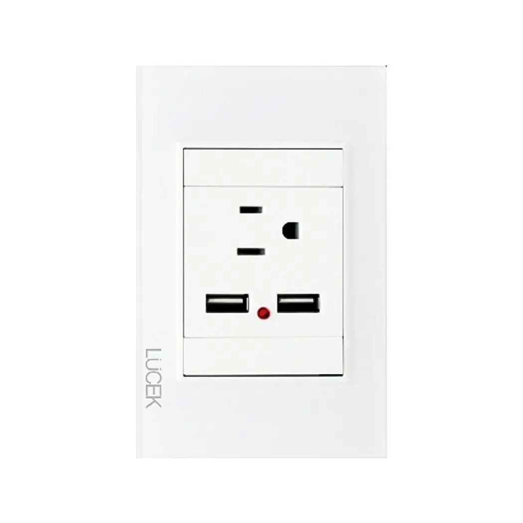 Placa Lucek Crystal Contacto Y 2 Usb Blanco/Blanco - La Nueva Eléctrica 1