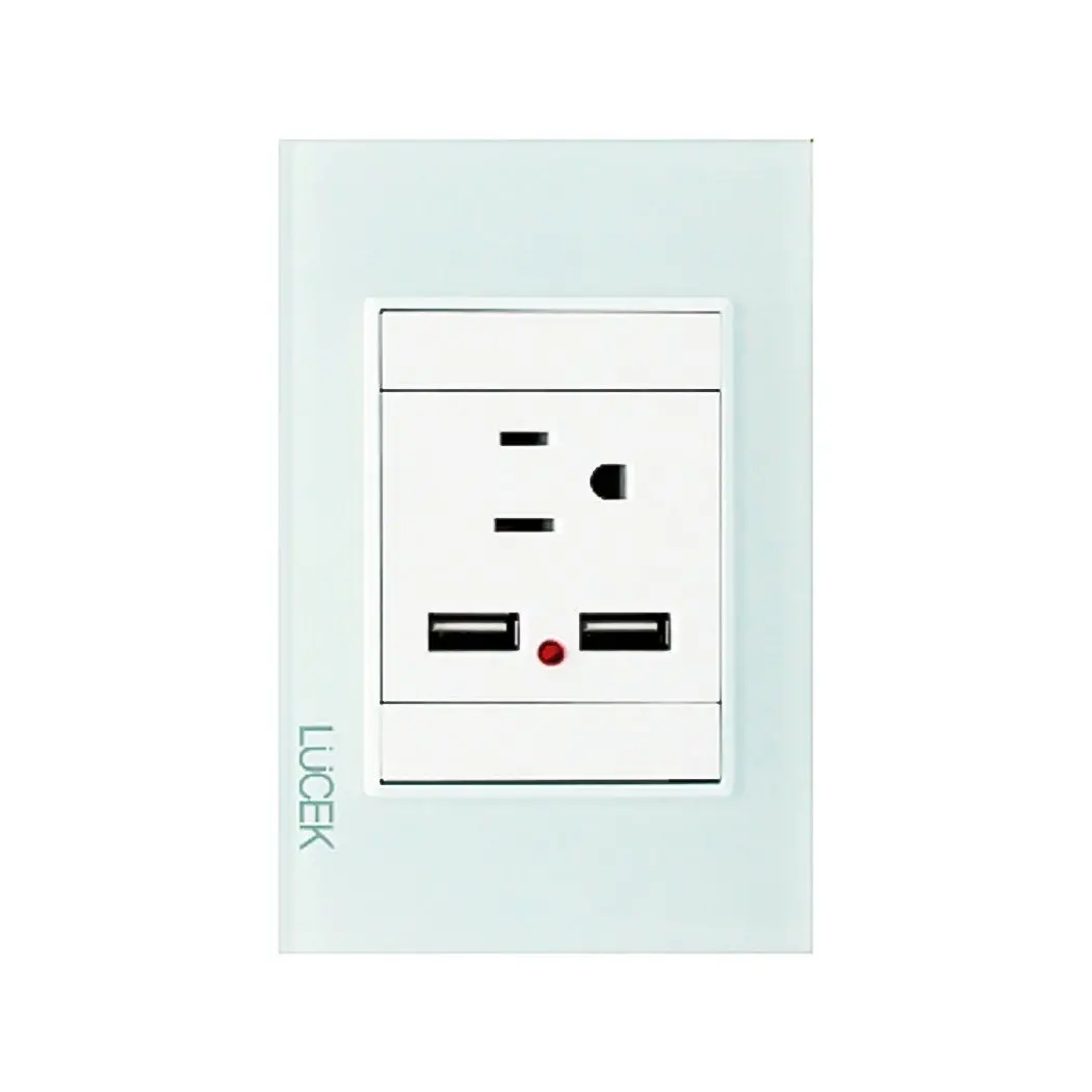 Placa Lucek Crystal Contacto Y 2 Usb Crystal/Blanco - La Nueva Eléctrica 1