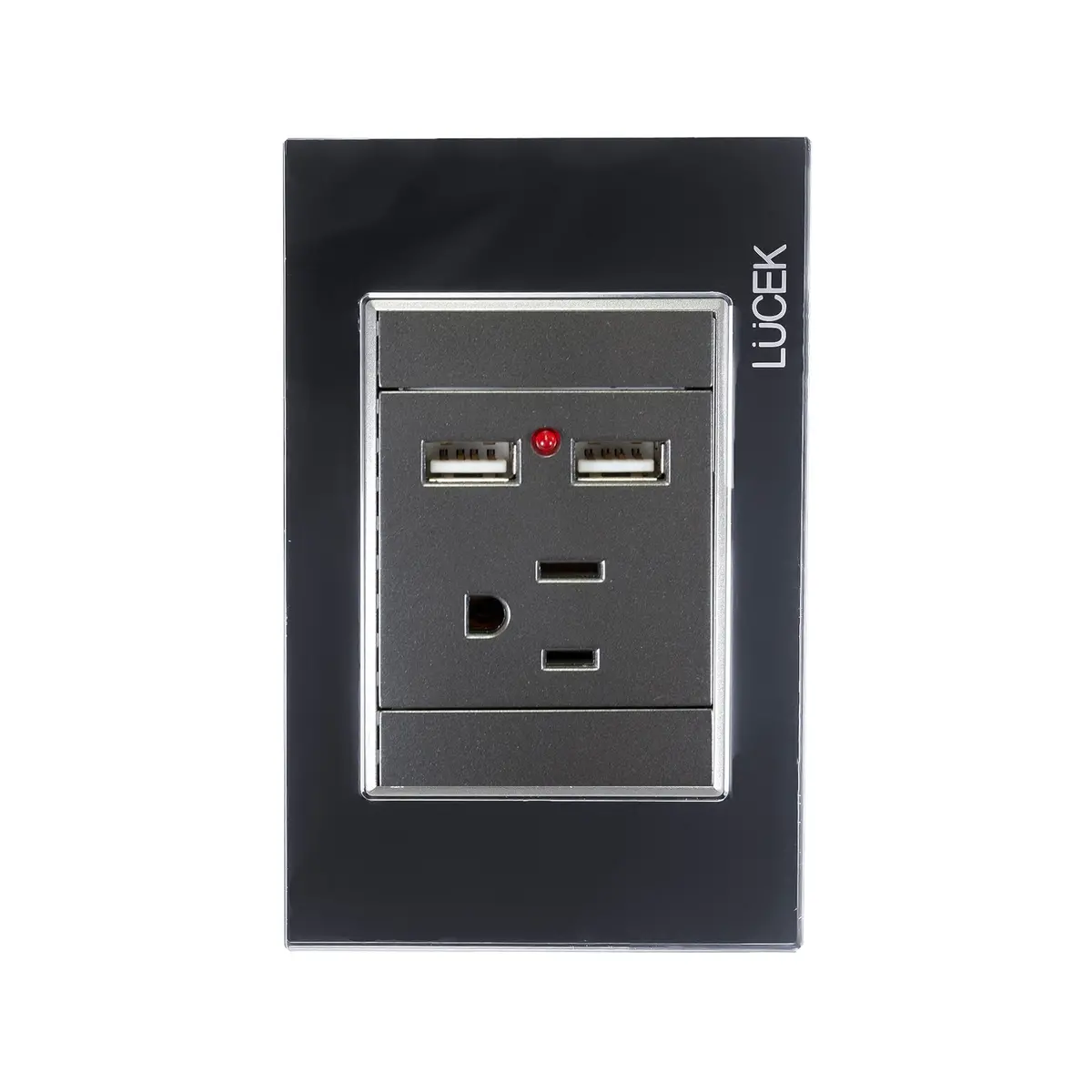 Placa Lucek 1 Contacto Y 2 Entradas De Usb Cristal Espejo Negro - La Nueva Eléctrica 1