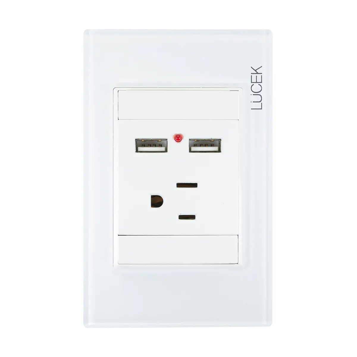 Placa Lucek Colors Contacto Y 2 Usb Blanco - La Nueva Eléctrica 1