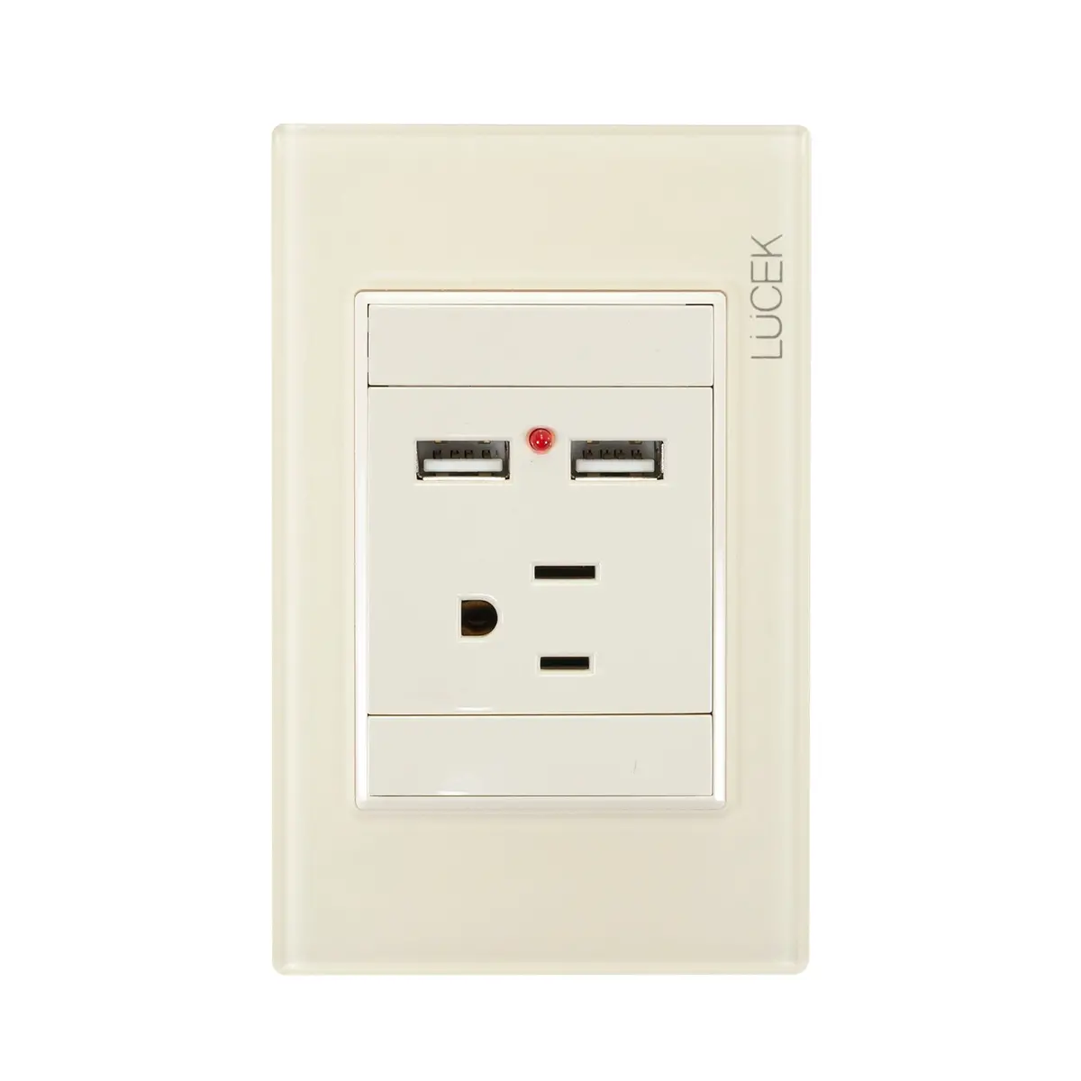 Placa Lucek Colors Contacto Y 2 Usb Hueso - La Nueva Eléctrica 1