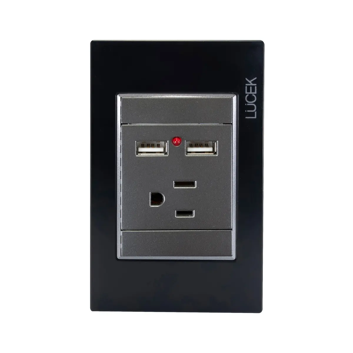 Placa Lucek Colors Contacto Y 2 Usb Negro - La Nueva Eléctrica 1