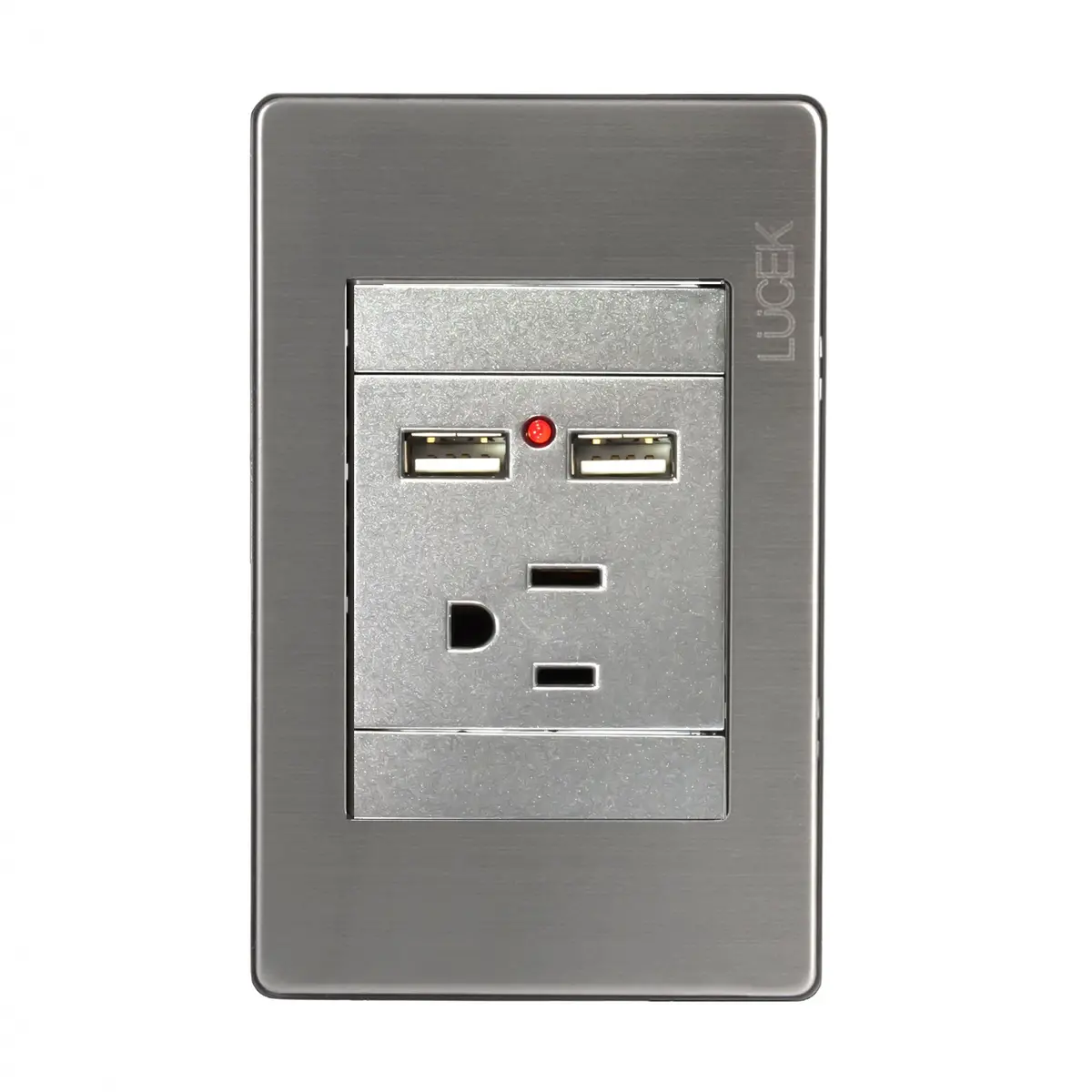 Placa Lucek Metal 1 Contacto 2 Usb Plata - La Nueva Eléctrica 1