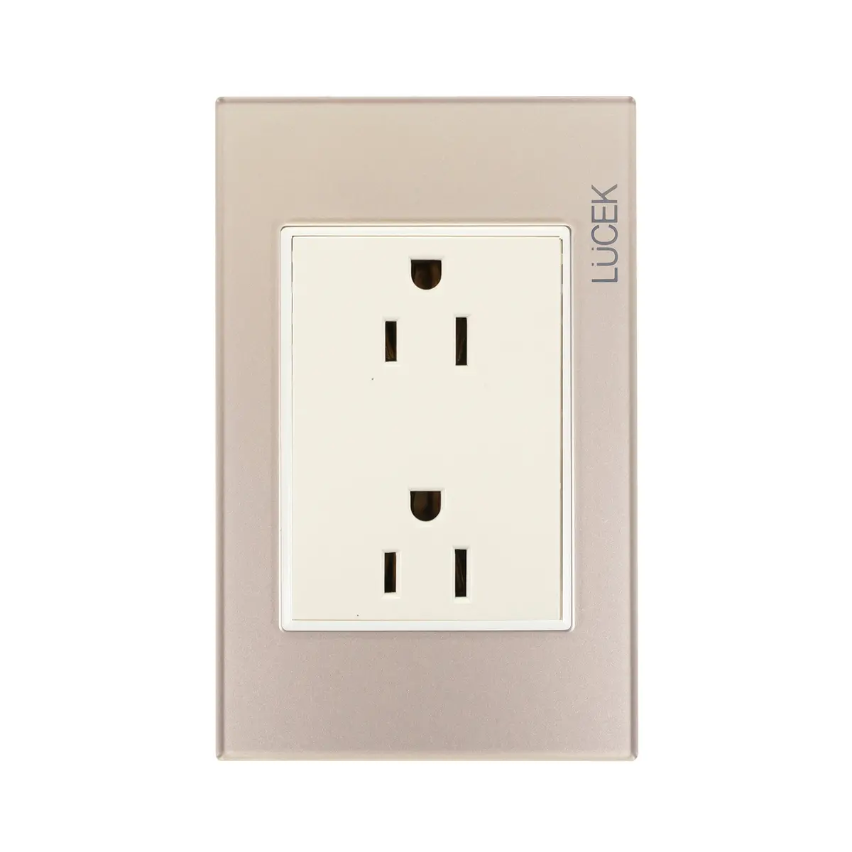 Placa Lucek Crystal Contacto Duplex Dorado/Marfil - La Nueva Eléctrica 1