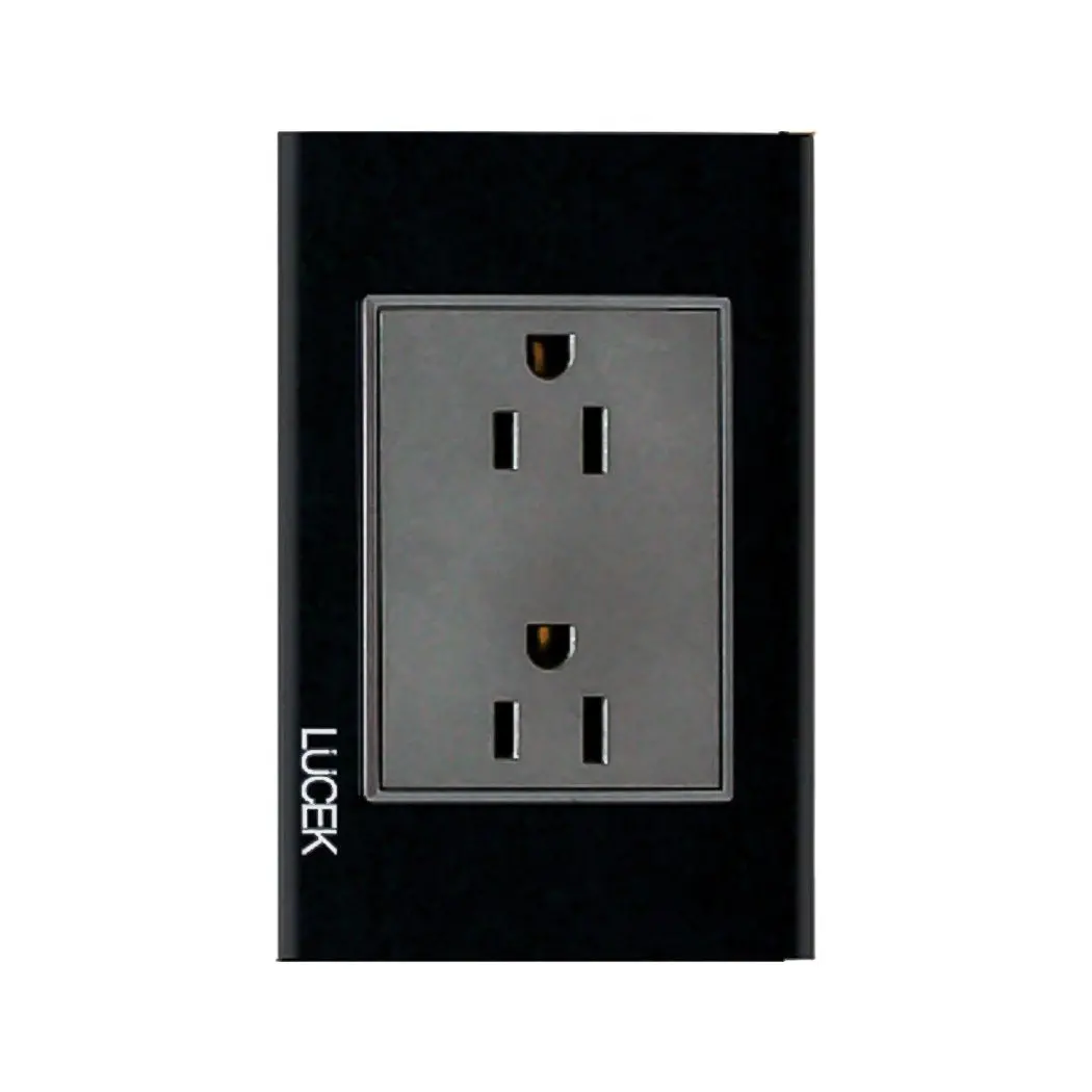 Placa Lucek Crystal Contacto Duplex Negro/Negro - La Nueva Eléctrica 1
