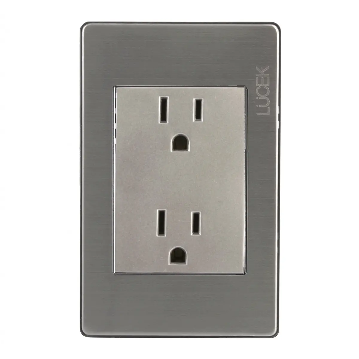 Placa Lucek Metal Contacto Duplex Plata - La Nueva Eléctrica 1