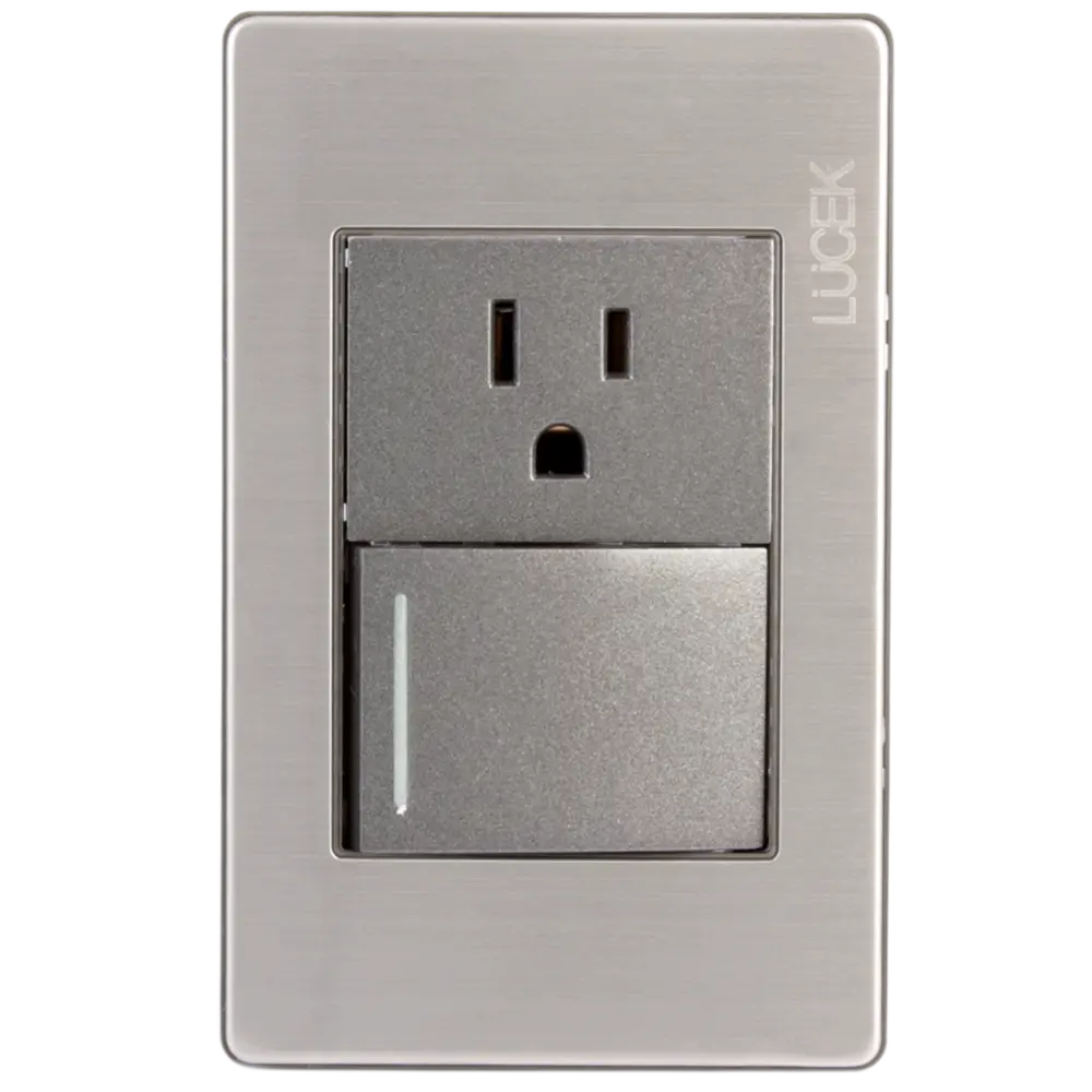 Placa Lucek Metálica Con Apagador De Escalera Y Contacto De - La Nueva Eléctrica 1