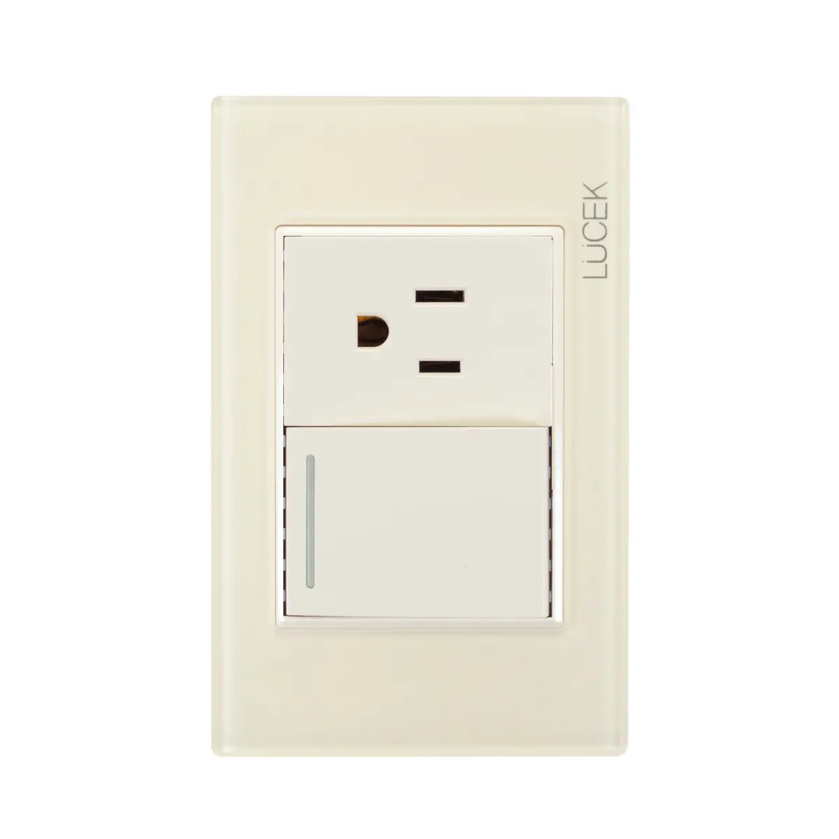 Placa Lucek Colors Apagador Y Contacto Hueso - La Nueva Eléctrica 1