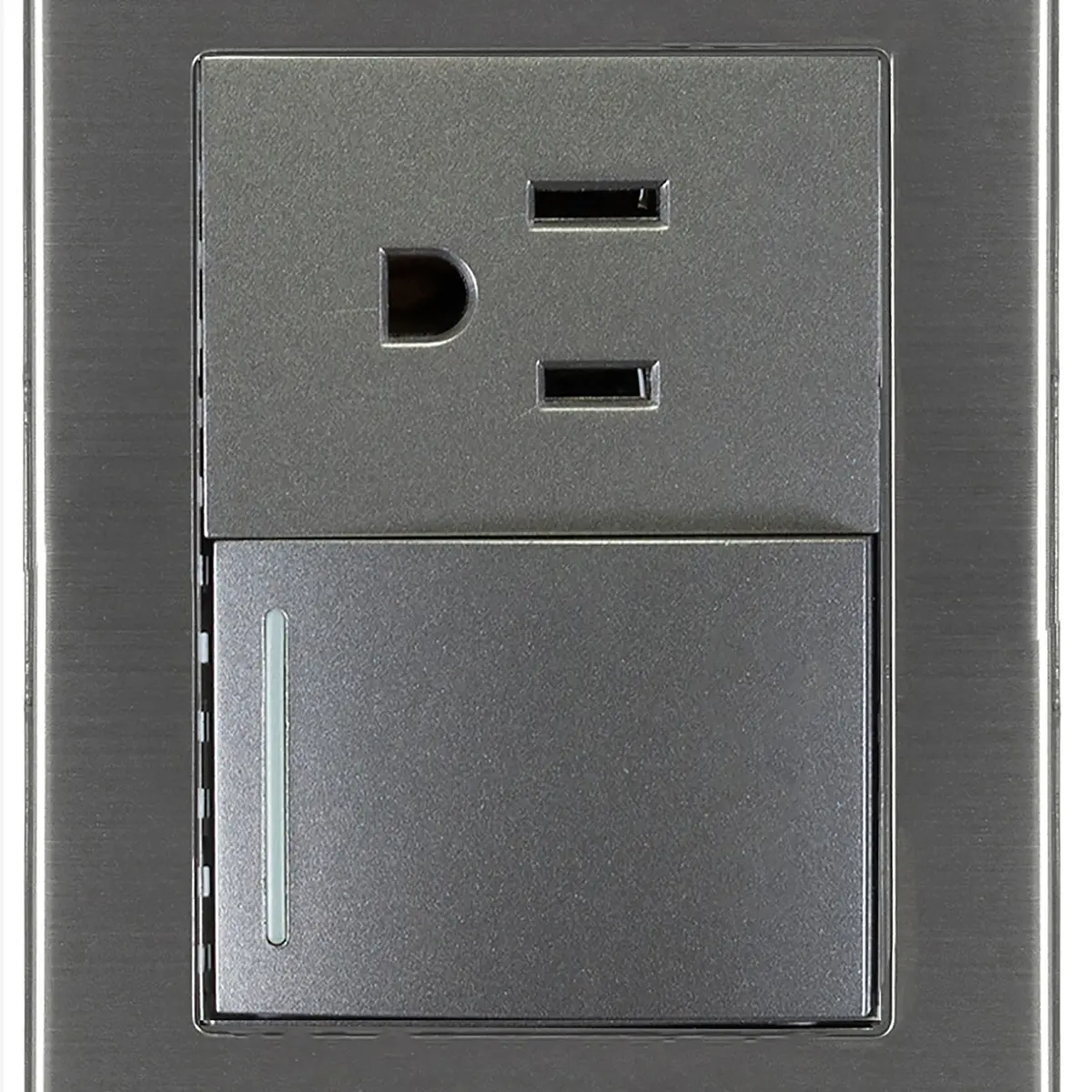 Placa Lucek Metal 1 Apagador Sencillo 1 Contacto Anonizado - La Nueva Eléctrica 2