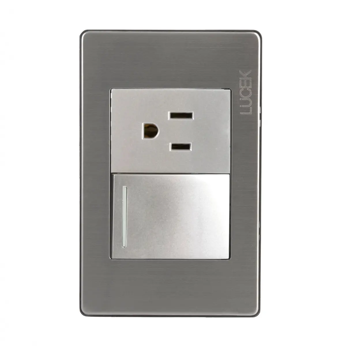 Placa Lucek Metal 1 Apag Sencillo 1 Contacto Plata - La Nueva Eléctrica 1