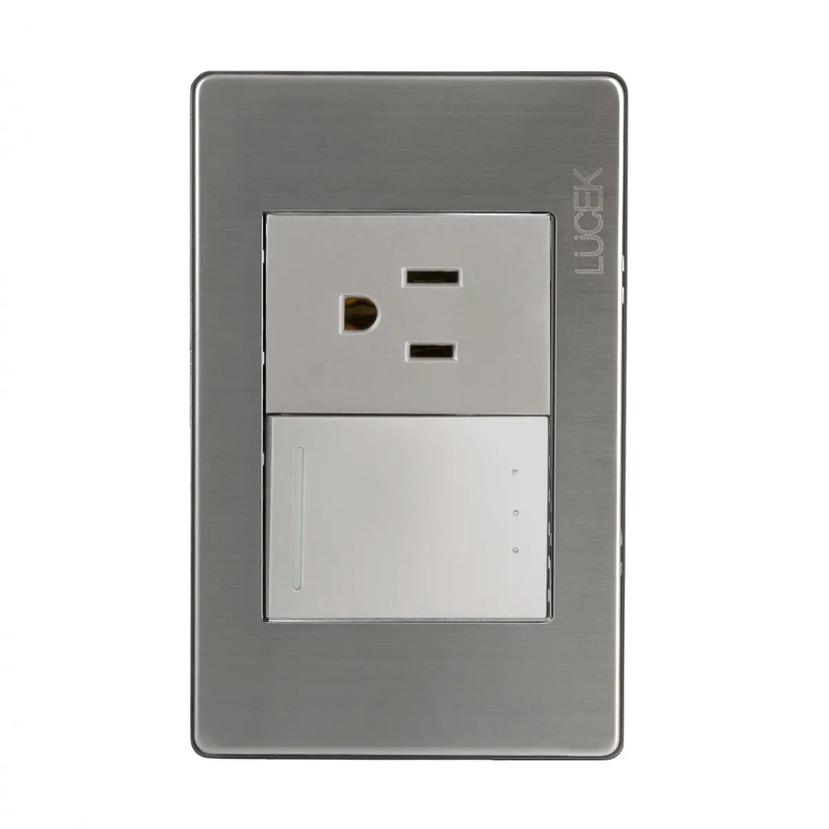 Placa Lucek Metálica Con Apagador De Escalera Y Contacto De - La Nueva Eléctrica 1