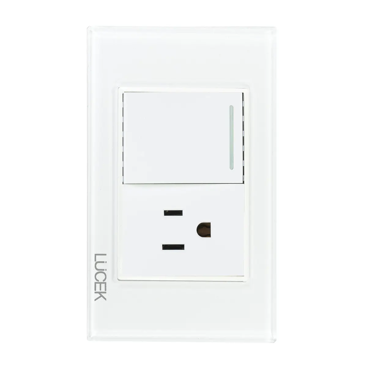 Placa Lucek Crystal Contacto Y Apagador Escalera Blanco/Blanco - La Nueva Eléctrica 1