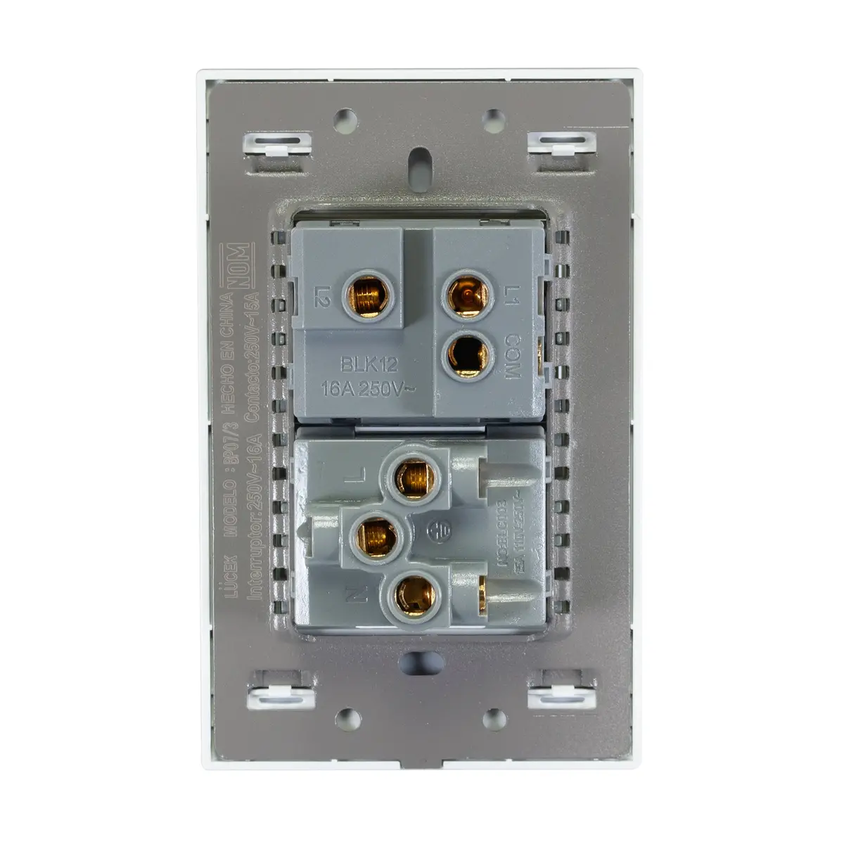 Placa Lucek Colors Apagador Escalera Y 1 Contacto Blanco - La Nueva Eléctrica 2