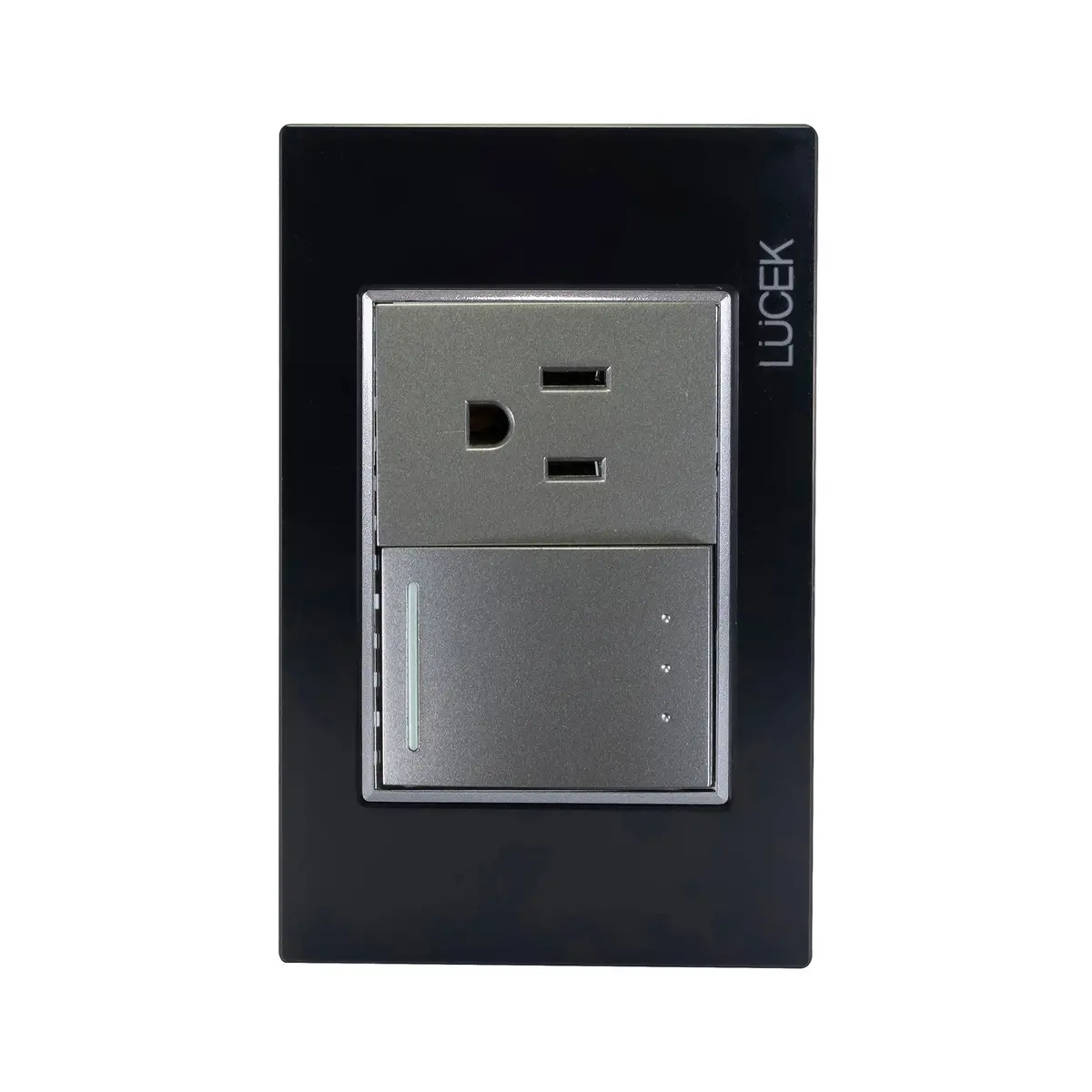 Placa Lucek Colors Apagador Escalera Y 1 Contacto Negro - La Nueva Eléctrica 1