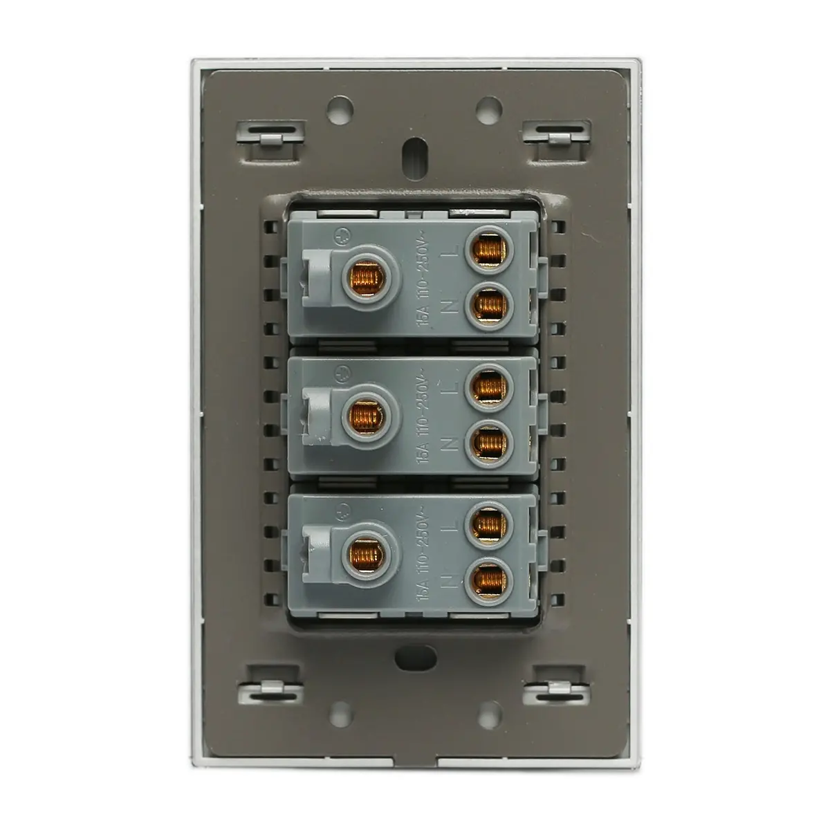 Placa Lucek 3 Contactos Cristal Espejo Plata - La Nueva Eléctrica 2